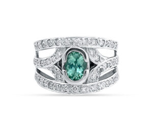 PARAIBA TOURMALINE AND DIAMOND RING