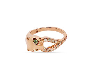 PANTHER THEME DEMANTOID GARNET AND DIAMOND RING