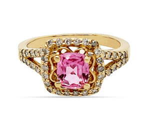 PADPARADSCHA SAPPHIRE AND DIAMOND RING