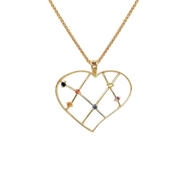 MULTI-COLOR SAPPHIRE HEART PENDANT