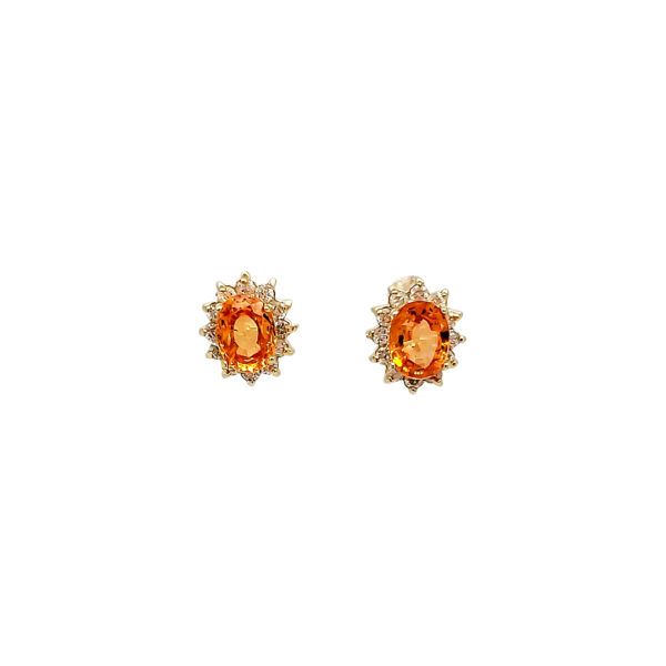 MANDARIN GARNET AND DIAMOND EARRINGS