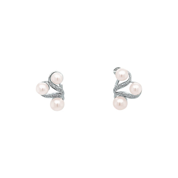 JAPANESE AKOYA PEARL AND DIAMOND EARRINGS