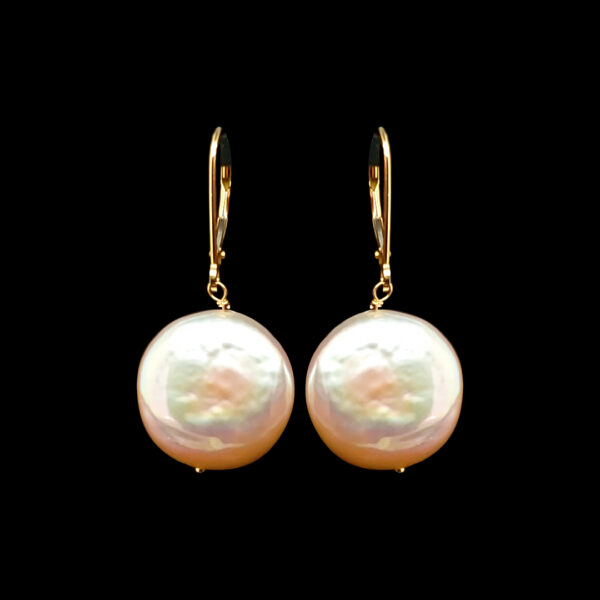 COIN PEARL LEVER BACK EARRINGS