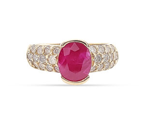 2.00CT RUBY, .84CT DIA SI
size 7