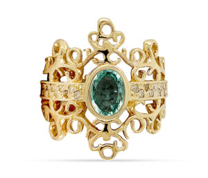 PARAIBA TOURMALINE AND DIAMOND RING
.90CT PARAIBA TOURMALINE
.22 CTTW VS DIAMONDS
14KY SIZE 7.5