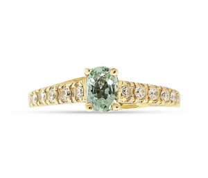 PARAIBA TOURMALINE AND DIAMOND RING
ENGAGEMENT STYLE
.35 CT PARAIBA
.25 CTTW VS DIAMONDS
18KW  SIZE 6.5