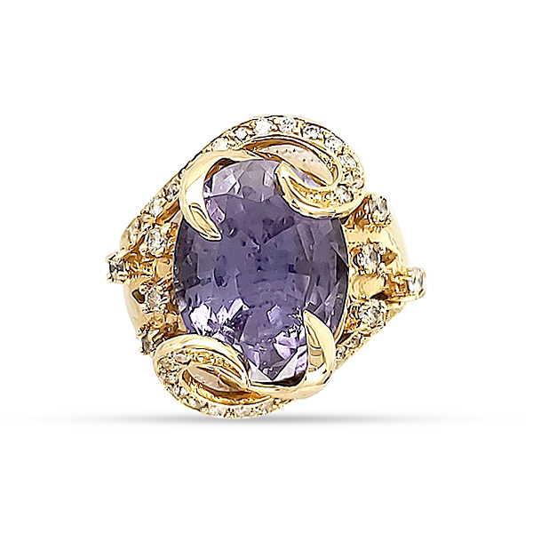 Purple Copper Bearing Tourmaline And Diamond Ring