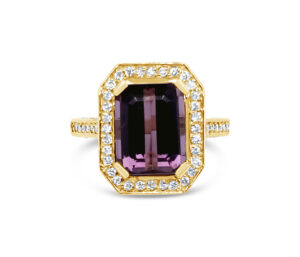 RARE VIOLETA TOURMALINE AND DIAMONDS
5.75 CT VIOLETA TOURMALINE
1.40 CTTW VS DIAMONDS
18KY  SIZE 8