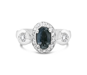 ALEXANDRITE AND DIAMOND RING
.95 CT ALEXANDRITE
.65 CTTW VS DIAMONDS
18KW  SIZE 7.5
