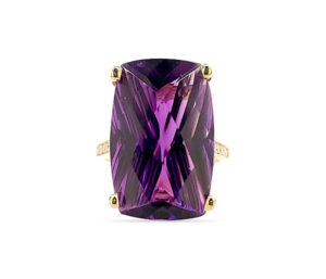 AMETHYST AND DIAMONDS
6.75 CT AMETHYST
.32 CTTW SI DIAMONDS
14KY    SIZE 8