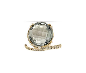 PRAISIOLITE (GREEN AMETHYST)
AND DIAMONDS 
5.50 CT PRAISIOLITE
.30 CTTW DIAMONDS