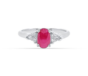 1.10CT RUBY, .25CT DIAMOND  14KW SZ 7