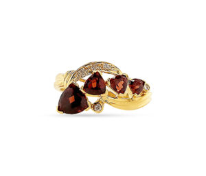 GARNET AND DIAMOND RING
1.50 CT GARNET
.06 DIAMOND
18KY  SIZE 6