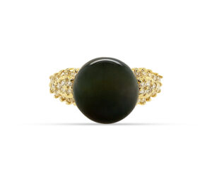 TAHITIAN PEARL AND DIAMOND RING
11 MM TAHITIAN PEARL
.30CTTW VS DIAMONDS
18KY
SIZE AVAILABLE 7 AND