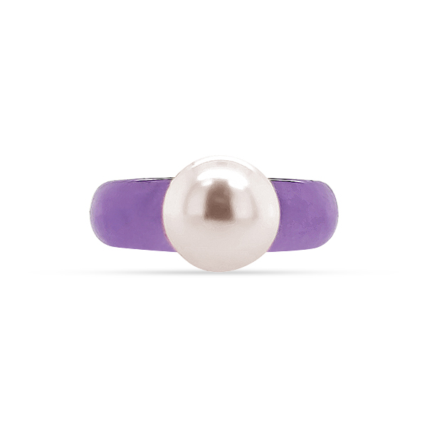 Lavender Jade And Pearl Ring