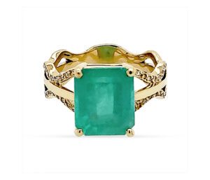 4.35CT COL EMERALD, .24CTTW VS DIAM, 18KY, SZ8