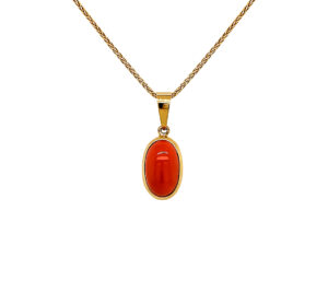ITALIAN CORAL PENDANT 
TORRE DEL GRECO ITALIAN CORAL    13X8MM 
18KY 
1" APPROX LENGTH 
*CHAIN NOT INCLUDED