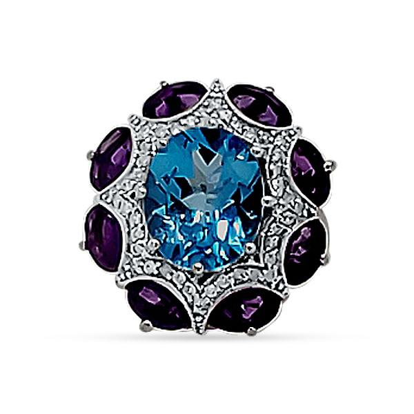 Swiss Blue Topaz, Amethyst, Diamond