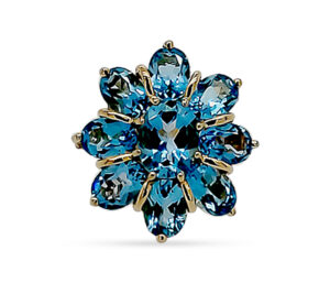 CUSTOM MADE
ESTATE SWISS BLLUE TOPAZ AND 14KY RING, SIZE 7