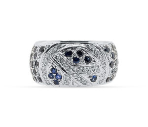 SAPPHIRE AND DIAMOND RING 18KW SZ9
ENGRAVED PEACE SIGN IN SETTING