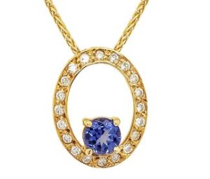 TANZANITE AND DIAMOND PENDANT 
.75CT TANZANITE 
.32CTTW SI DIAMONDS 
14KY 
.75" APPROX LENGTH 
*CHAIN NOT INCLUDED