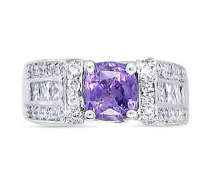 1.62 PURPLE SAPPHIRE AND 1.20CTTW VS DIAM, 18KW, SZ 8