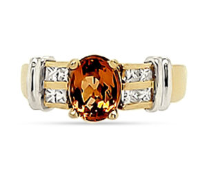 1.90 CT IMPERIAL TOPAZ AND 
.50CTTW VS F-G DIAMONDS, 14KY, SZ 10