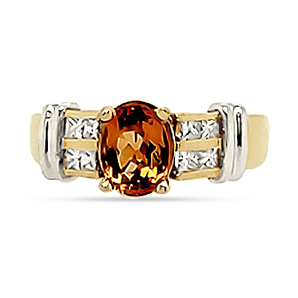 Imperial Topaz And Diamond Ring