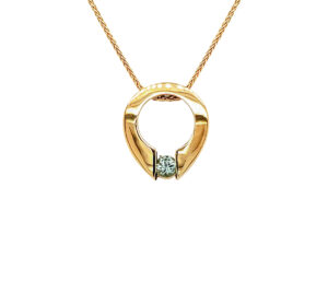 PARAIBA TOURMALINE PENDANT 
.35CT PARAIBA 
14KY 
.75" APPROX LENGTH 
*CHAIN NOT INCLUDED