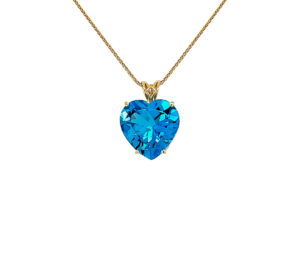SWISS BLUE TOPAZ HEART PENDANT 
27.52CT TOPAZ 
14KY 
.95" APPROX LENGTH 
*CHAIN NOT INCLUDED