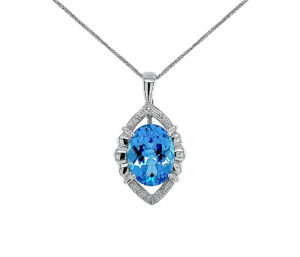 SWISS BLUE TOPAZ    PENDANT/ENHANCER 
20.00CT SWISS BLUE 
14KW 
2" APPROX LENGTH