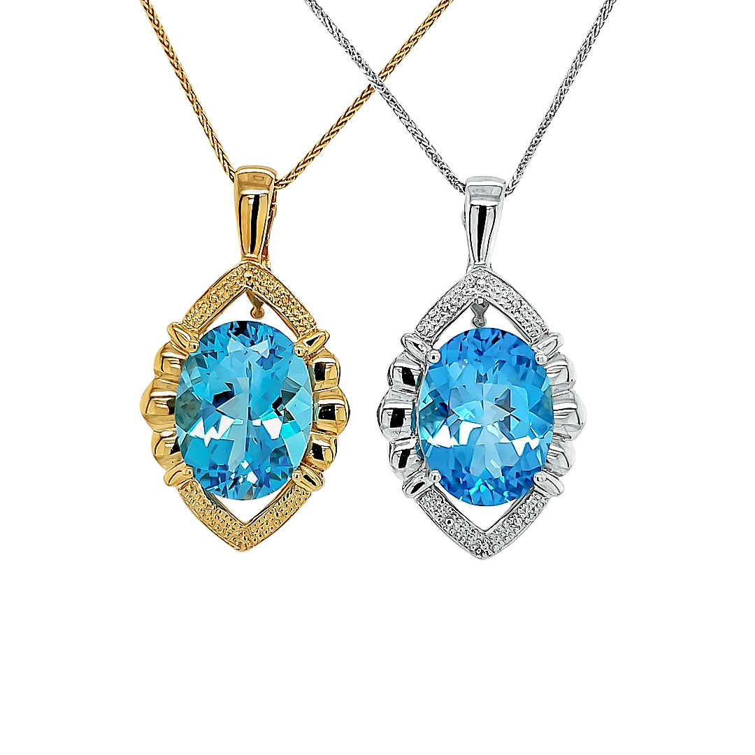 SWISS BLUE TOPAZ PENDANT/ENHANCER - Image 3