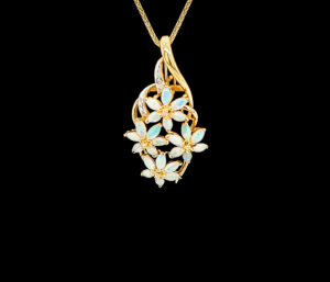 OPAL AND DIAMOND PENDANT AND ENHANCER 
3 CT  AUSTRALIAN OPAL 
14KY 
1980'S  ESTATE 
*CHAIN NOT INCLUDED