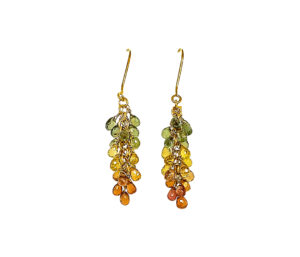 MULTI COLOR SAPPHIRE EARRINGS
20.00CTTW BRIOLLETE CUT SAPPH.
18KT YELLOW GOLD
FRENCH HOOK
2in LONG