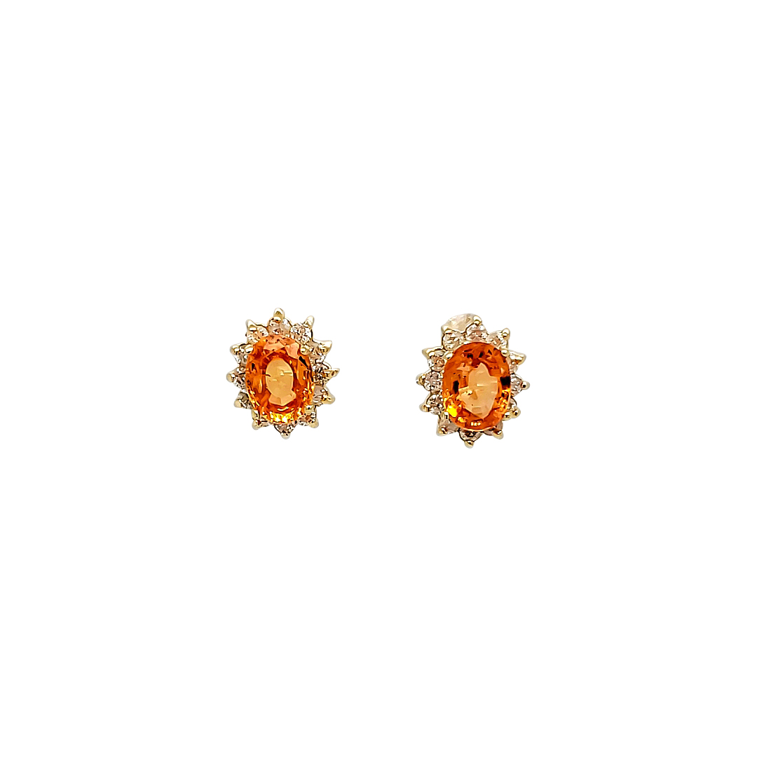 Mandarin Garnet And Diamond Earrings