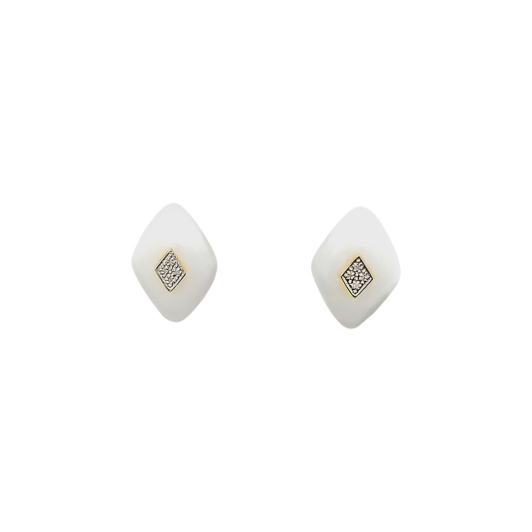 White Jade And Diamond Earrings