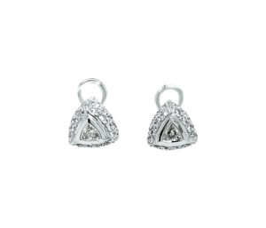 DIAMOND EARRINGS
2.11 CTTW VS2 CLARITY/ F-G COLOR
18KT WHITE GOLD
POST AND CLIP 
10 mm diameter