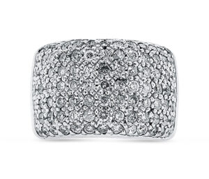 WIDE BAND DIAMOND RING
6 ROWS
2.50 CTTW DIAMONDS SI
14KW  SIZE 8
SUBSTANTIAL WEIGHT 23.4 G
COMFORT FIT GALLERY