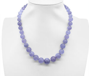 JADE NECKLACE 
LAVENDER JADE 
6-19MM GRADUATED JADE 
18" APPROX LENGTH 
14KY CLASP