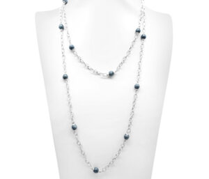 JADE NECKLACE 
6.5-7MM JADE ROUNDS 
SS CHAIN 
48" APPROX LENGTH
SEE MATCHING BRACELET #810A