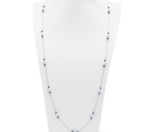 PEARL AND GARNET NECKLACE 
8MM WHITE PEARLS 
3MM GARNETS 
36" APPROX LENGTH 
SS RHODIUM PLATED CLASP