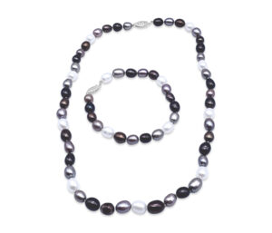MULTICOLOR CHOCOLATE PEARL NECKLACE AND BRACELET SET