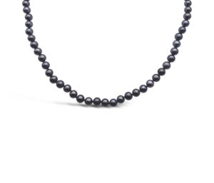 BLACK AKOYA PEARL NECKLACE
6-6.5MM BLACK AKOYA PEARL
18" APPROX LENGTH
14KY CLASP