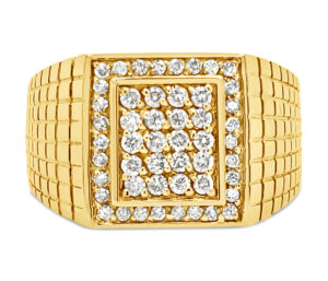 WIDE BAND, COMFORT FIT UNDER GALLERY
14KY GOLD
.80 CTTW DIAMONDS SI CLARITY
SIZE 11
TOTAL WEIGHT 123 GRAMS