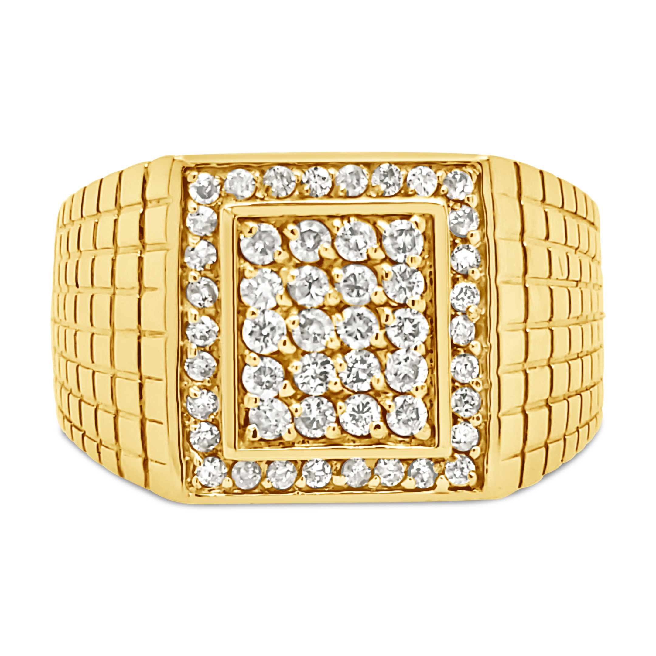 WIDE BAND, COMFORT FIT UNDER GALLERY
14KY GOLD
.80 CTTW DIAMONDS SI CLARITY
SIZE 11
TOTAL WEIGHT 123 GRAMS