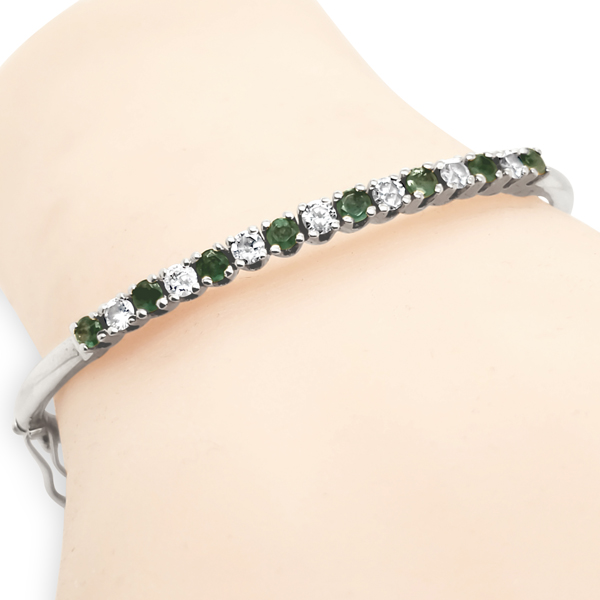 DIAMOND AND EMERALD BANGLE BRACELET