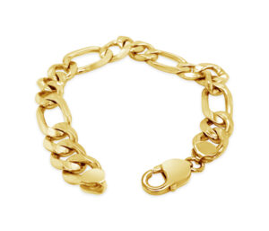 MENS FIGARO BRACELET 
41.1 GRAMS TOTAL WEIGHT 
9" APPROX LENGTH 
10MM WIDE 
LOBSTER CLAW CLASP